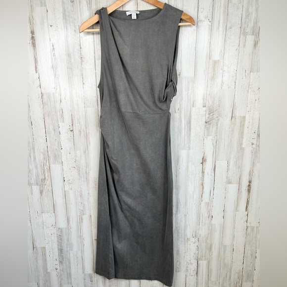 Topshop Women's Sleeveless Gray Side Cut Out T Shirt Dress Size M 8-10 - Picture 2 of 11